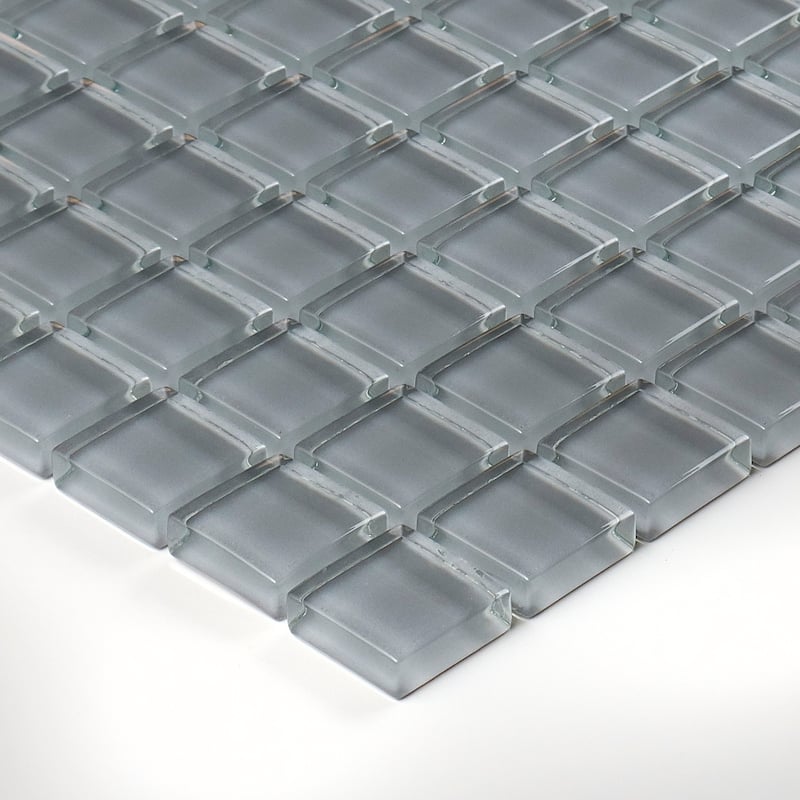 Glass Mosaic 1x1-inch Accent Tile in Classic Solid Smoked Pearl - 12x12