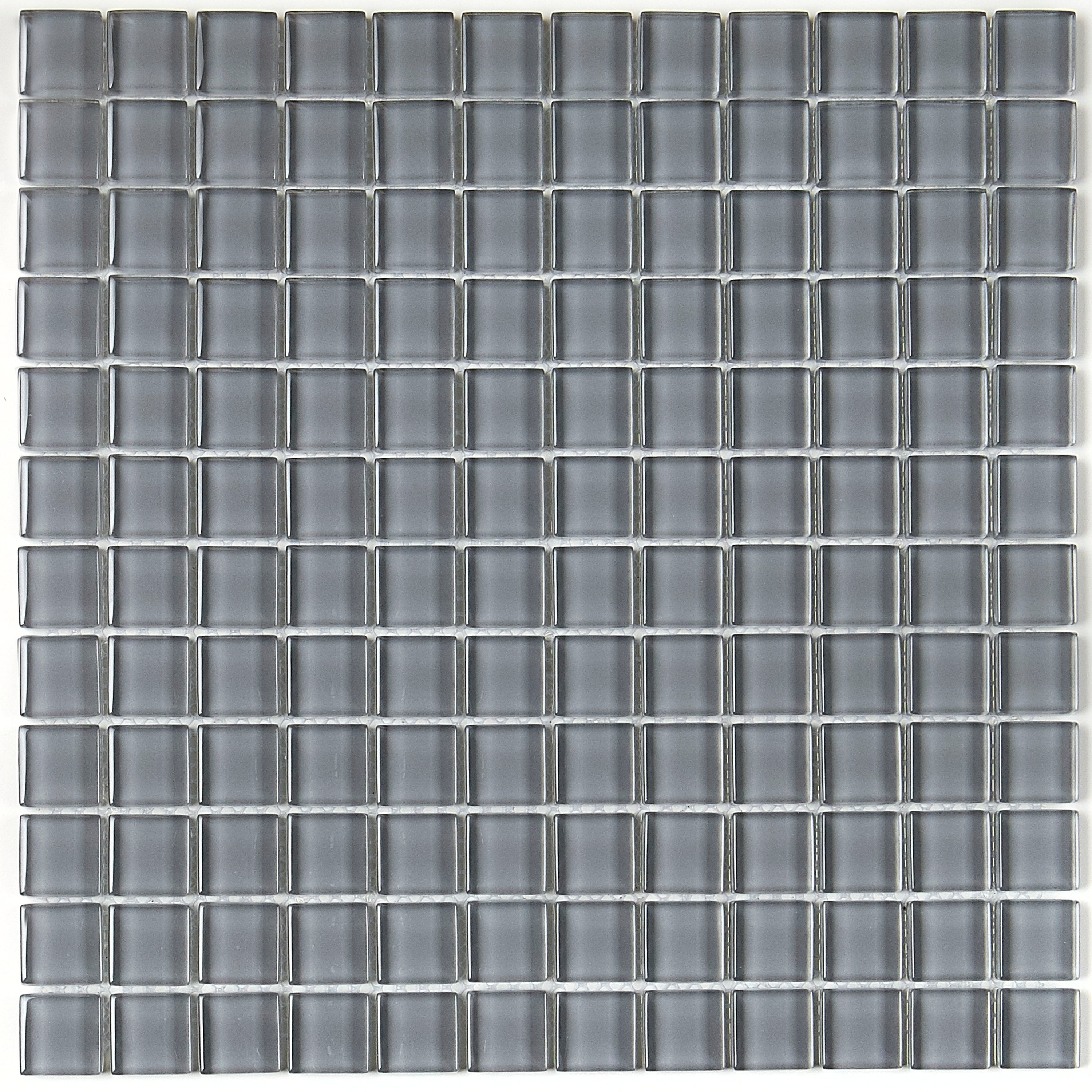 Glass Mosaic 1x1-inch Accent Tile in Classic Solid Smoked Pearl - 12x12