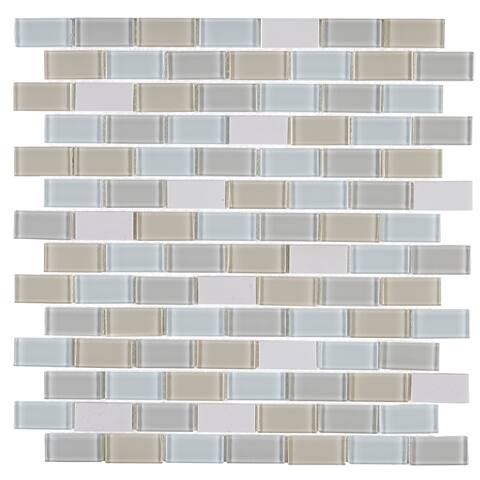 Glass & Stone Mosaics 3/4x1 1/2-inch Brick-Joint Field Tile in Oasis - 12x13
