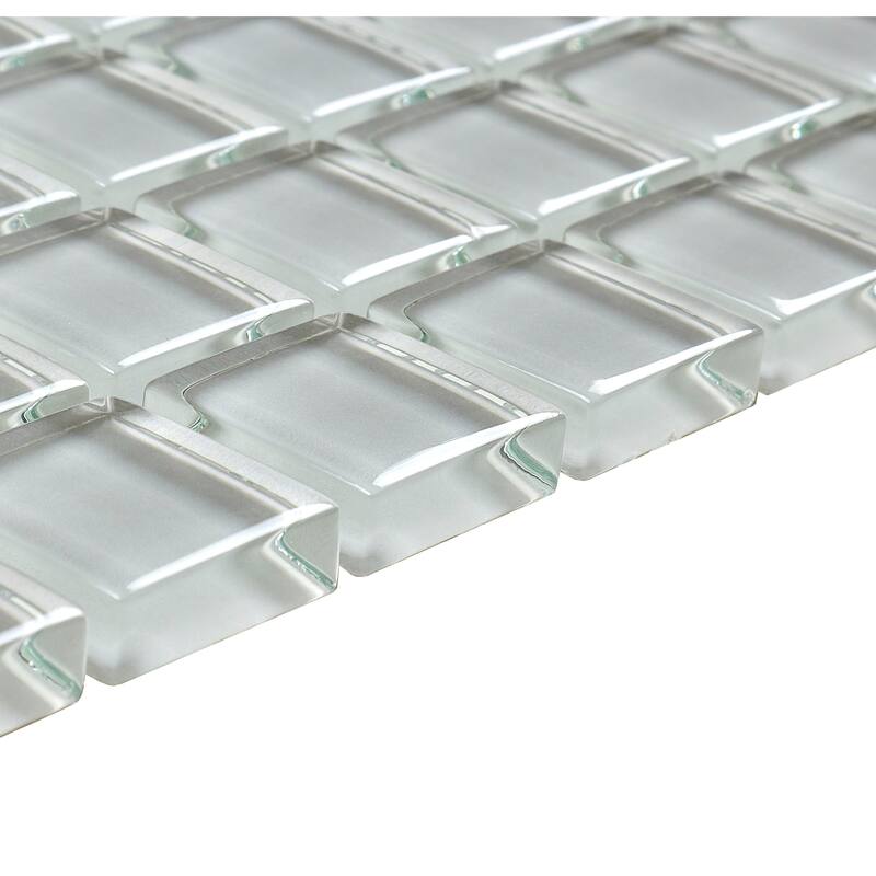Glass Mosaic 1x1-inch Accent Tile in Classic Solid Feather White - 12x12