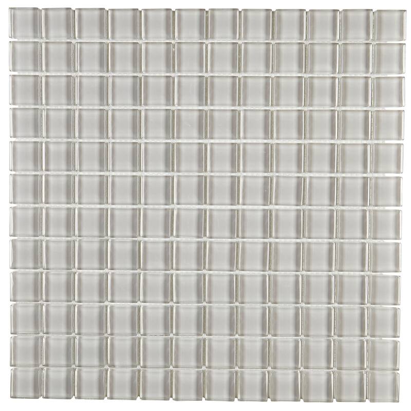 Glass Mosaic 1x1-inch Accent Tile in Classic Solid Feather White - 12x12