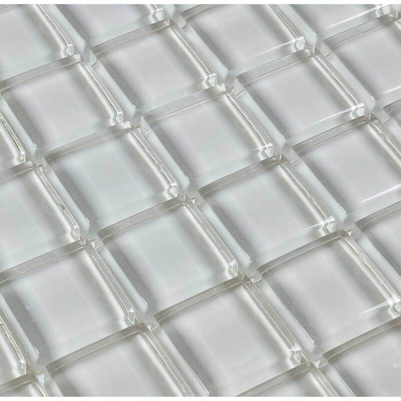 Glass Mosaic 1x1-inch Accent Tile in Classic Solid Feather White - 12x12