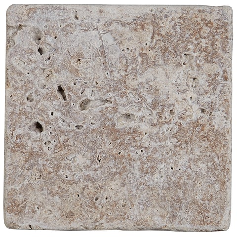 Select Travertine Stone 4x4-inch Tumbled in Light Noce - 4x4