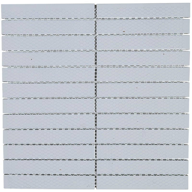 Glass Accent 1x6-inch Straight-Joint Mosaic in Classic Solid Whisper Green - 12x12