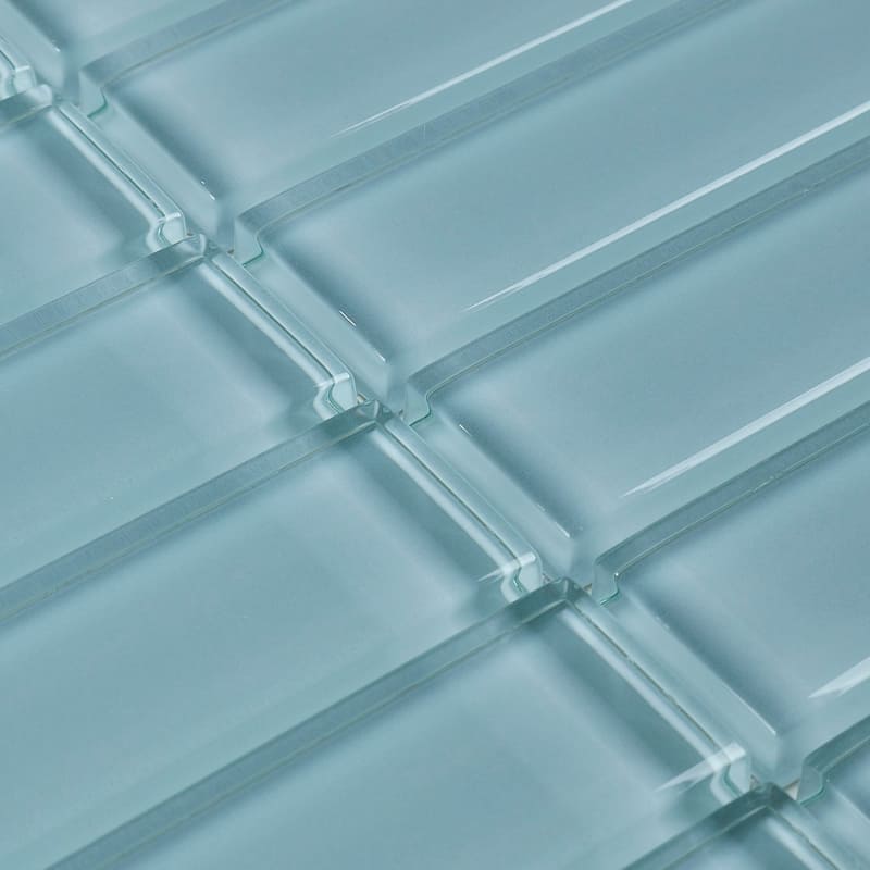 Glass Accent 1x6-inch Straight-Joint Mosaic in Classic Solid Whisper Green - 12x12