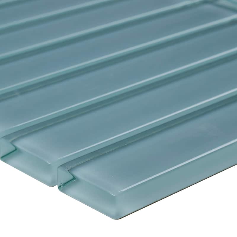 Glass Accent 1x6-inch Straight-Joint Mosaic in Classic Solid Whisper Green - 12x12