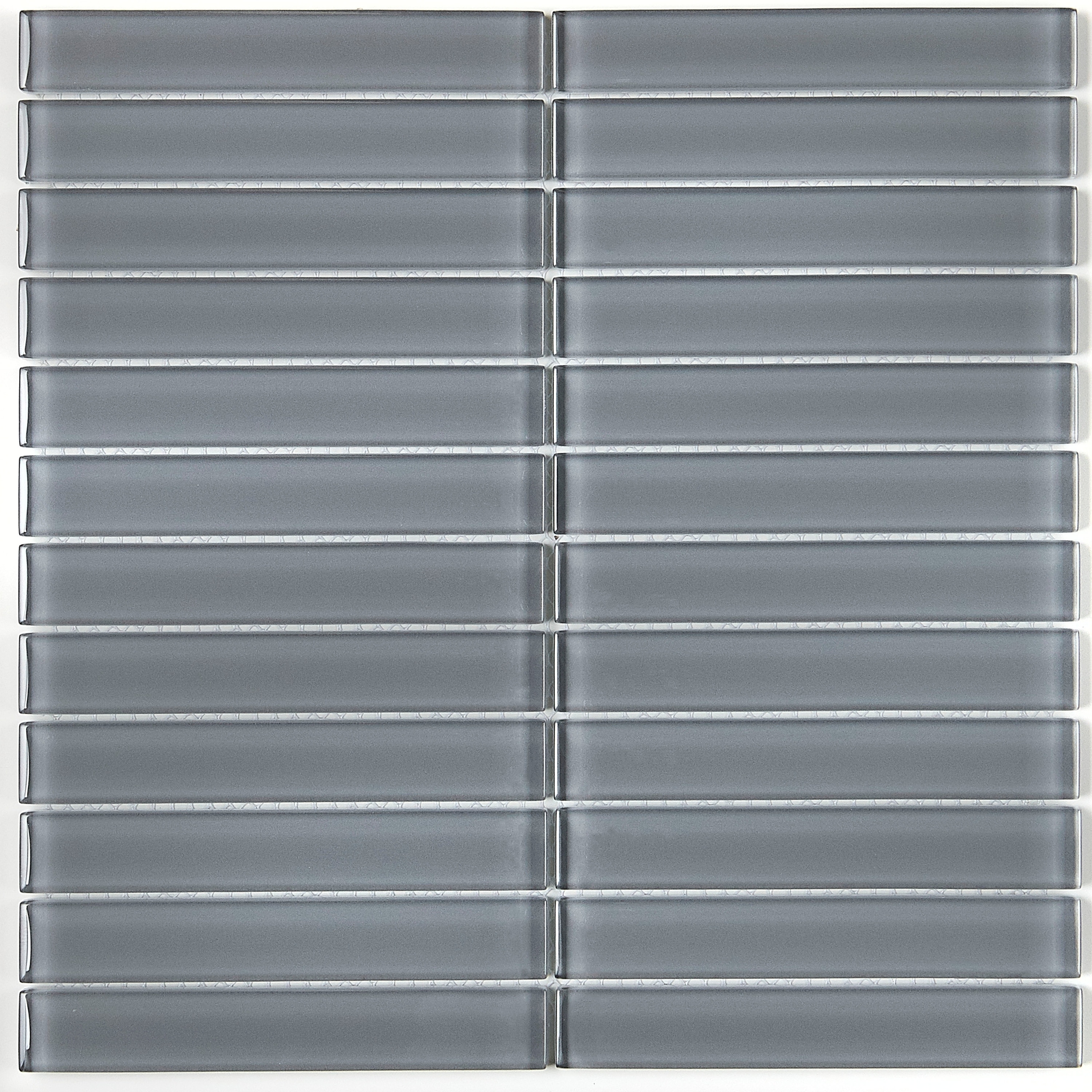 Glass Accent 1x6-inch Straight-Joint Mosaic in Classic Solid Smoked Pearl - 12x12