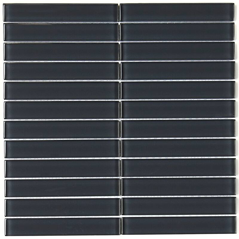 Glass Accent 1x6-inch Straight-Joint Mosaic in Classic Solid Top Hat - 12x12