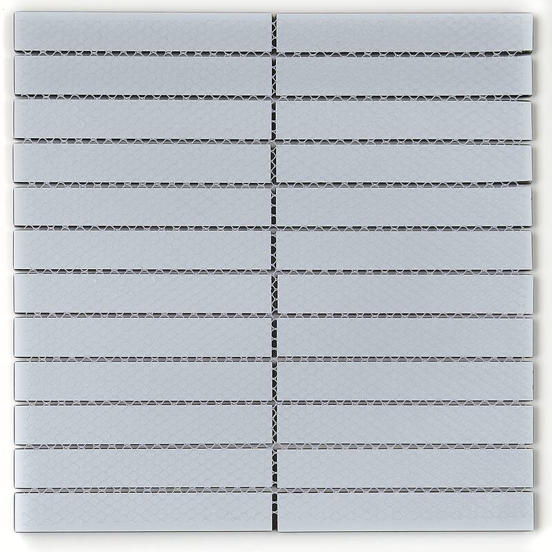 Glass Accent 1x6-inch Straight-Joint Mosaic in Classic Solid Top Hat - 12x12