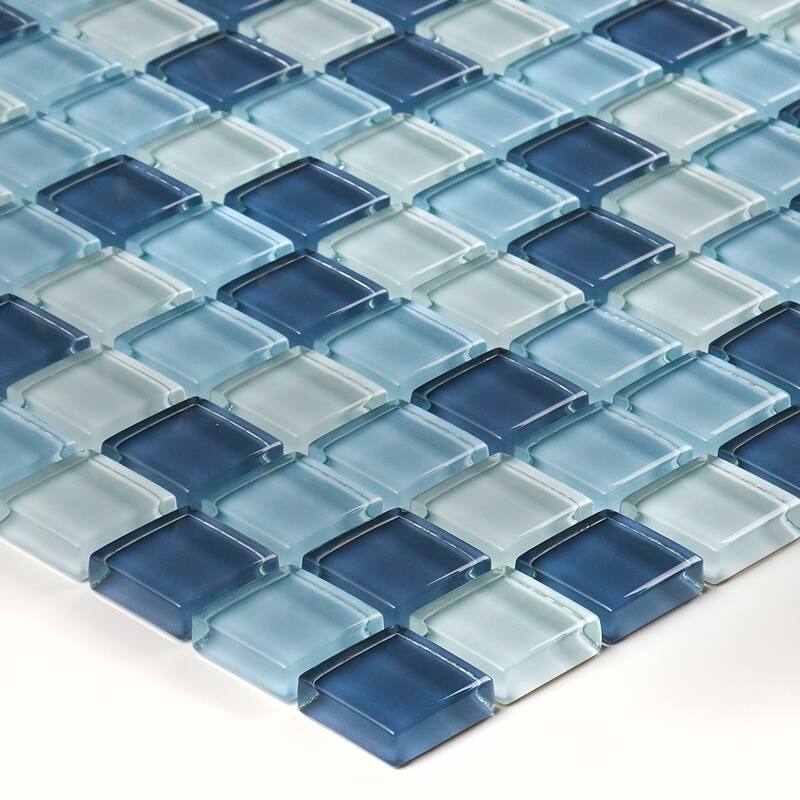 Glass Accent 1x1-inch Mosaic Blend in Winter Blues - 12x12