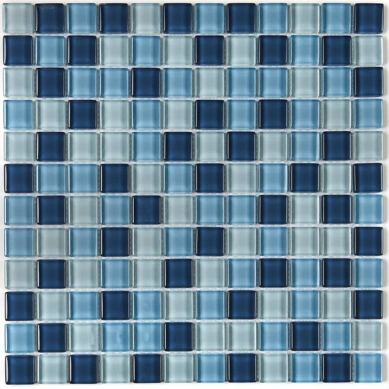 Glass Accent 1x1-inch Mosaic Blend in Winter Blues - 12x12