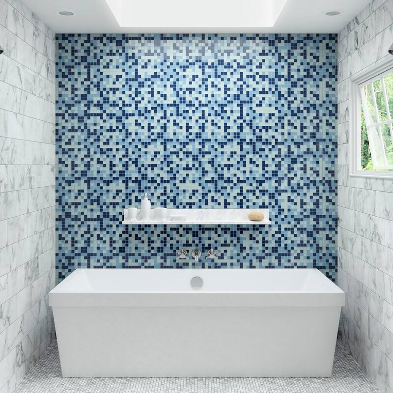 Glass Accent 1x1-inch Mosaic Blend in Winter Blues - 12x12