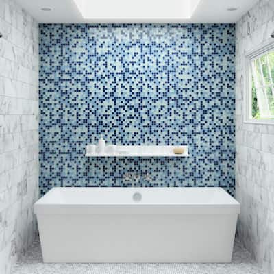 Glass Accent 1x1-inch Mosaic Blend in Winter Blues - 12x12