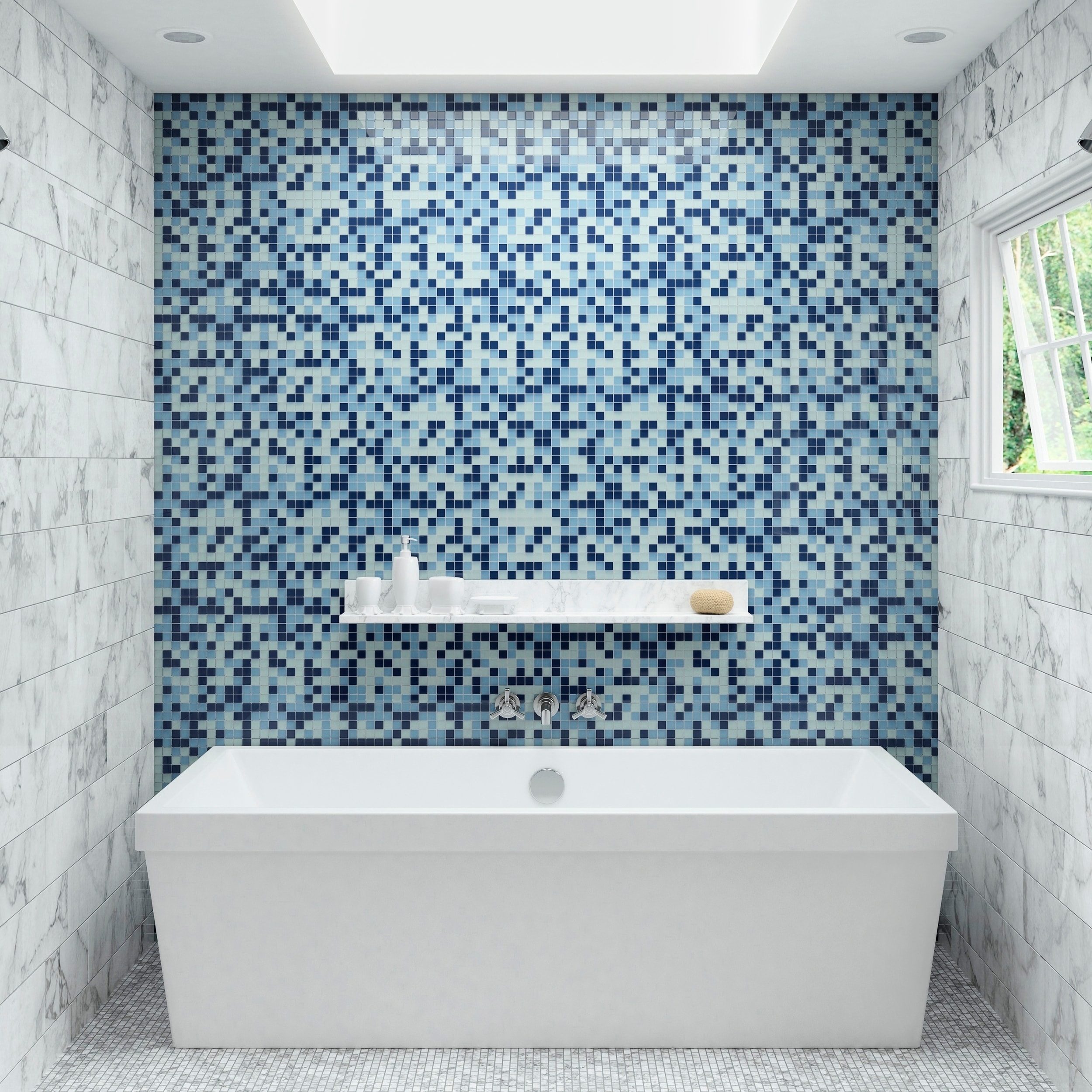Glass Accent 1x1-inch Mosaic Blend in Winter Blues - 12x12