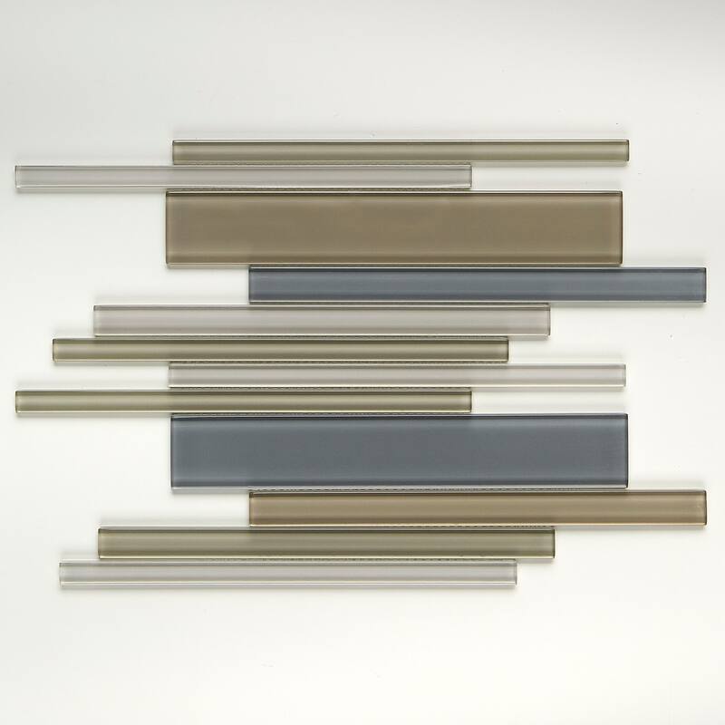 Glass Mosaic 12x18-inch Random Interlocking Accent in Classic Willow Water - 12x18