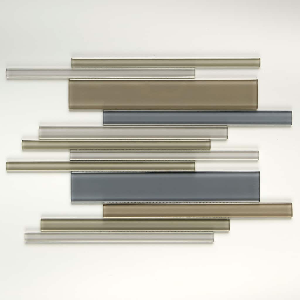 Glass Mosaic 12x18-inch Random Interlocking Accent in Classic Willow Water - 12x18