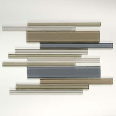 Glass Mosaic 12x18-inch Random Interlocking Accent in Classic Willow Water - 12x18