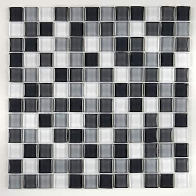 Glass Accent 1x1-inch Mosaic Blend in Classic Evening Mixer - 12x12