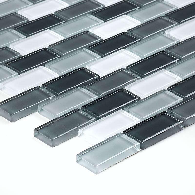 Glass Accent 2x1-inch Brick-Joint Mosaic in Classic Evening Mixes - 12x13