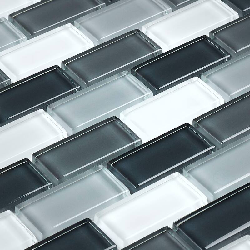 Glass Accent 2x1-inch Brick-Joint Mosaic in Classic Evening Mixes - 12x13