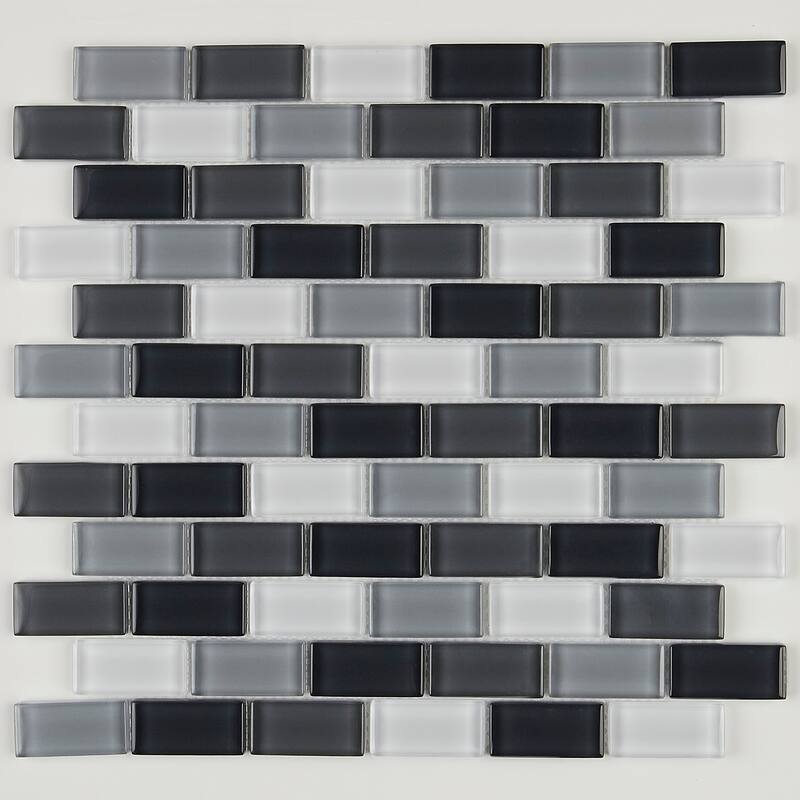 Glass Accent 2x1-inch Brick-Joint Mosaic in Classic Evening Mixes - 12x13
