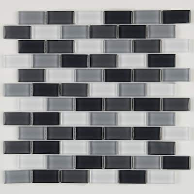 Glass Accent 2x1-inch Brick-Joint Mosaic in Classic Evening Mixes - 12x13