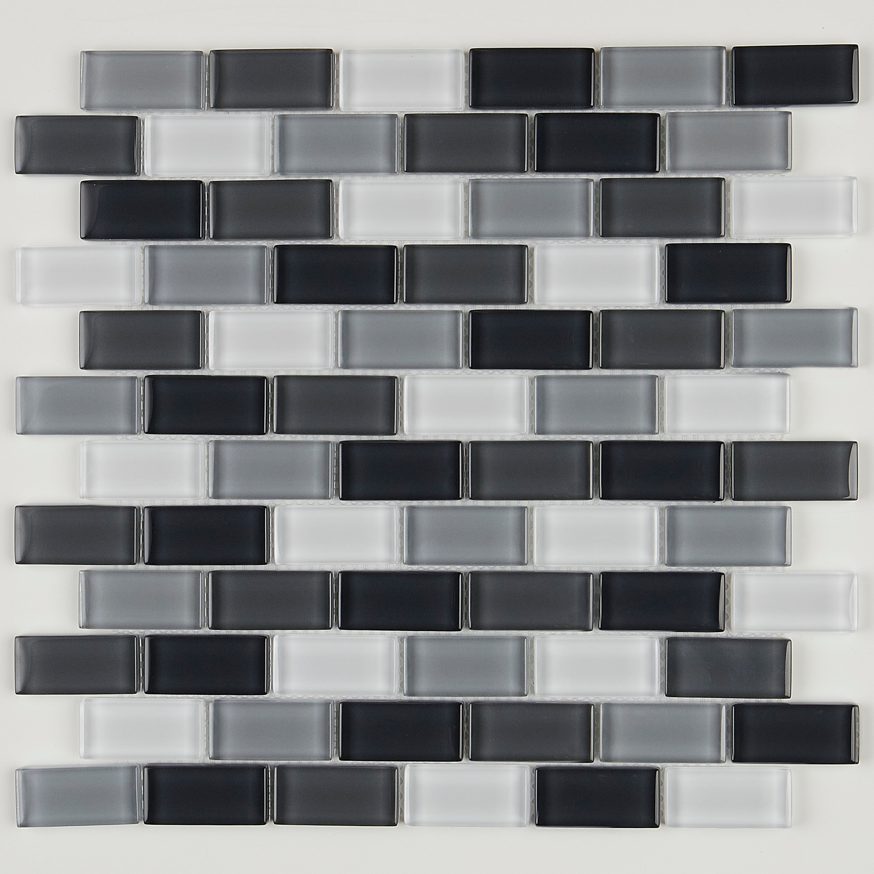 Glass Accent 2x1-inch Brick-Joint Mosaic in Classic Evening Mixes - 12x13