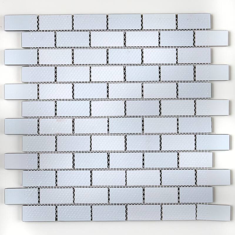 Glass Accent 2x1-inch Brick-Joint Mosaic in Classic Soft Cashmere - 12x13