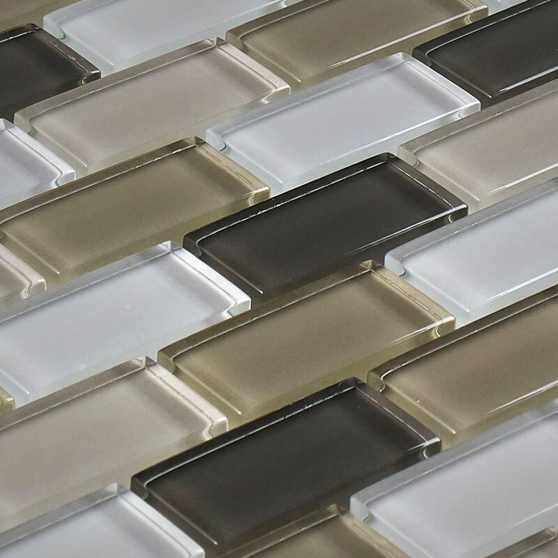 Glass Accent 2x1-inch Brick-Joint Mosaic in Classic Soft Cashmere - 12x13