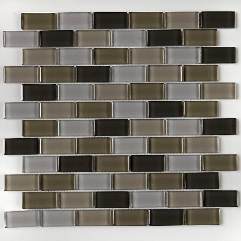 Glass Accent 2x1-inch Brick-Joint Mosaic in Classic Soft Cashmere - 12x13