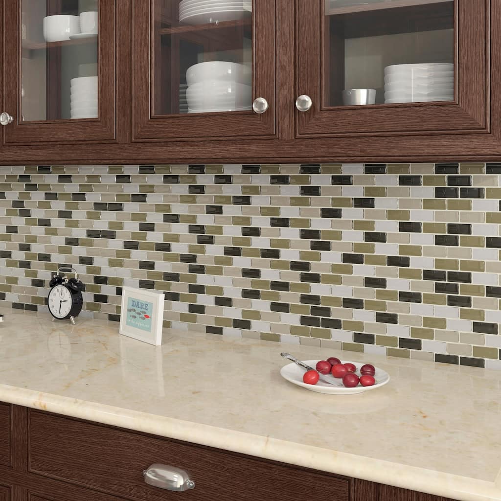 Glass Accent 2x1-inch Brick-Joint Mosaic in Classic Soft Cashmere - 12x13