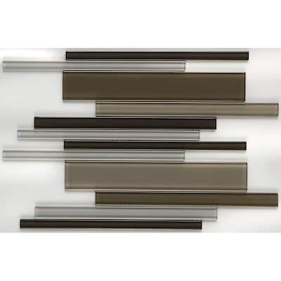 Glass Mosaic 12x18-inch Random Interlocking Accent in Classic Soft Cashmere - 12x18