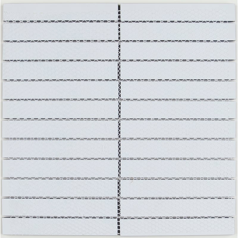 Glass Accent 1x6-inch Straight-Joint Mosaic in Twilight Blue - 12x12