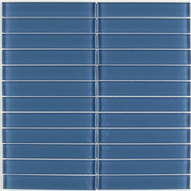 Glass Accent 1x6-inch Straight-Joint Mosaic in Twilight Blue - 12x12
