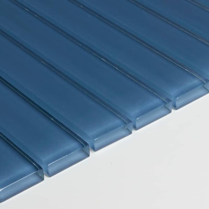 Glass Accent 1x6-inch Straight-Joint Mosaic in Twilight Blue - 12x12