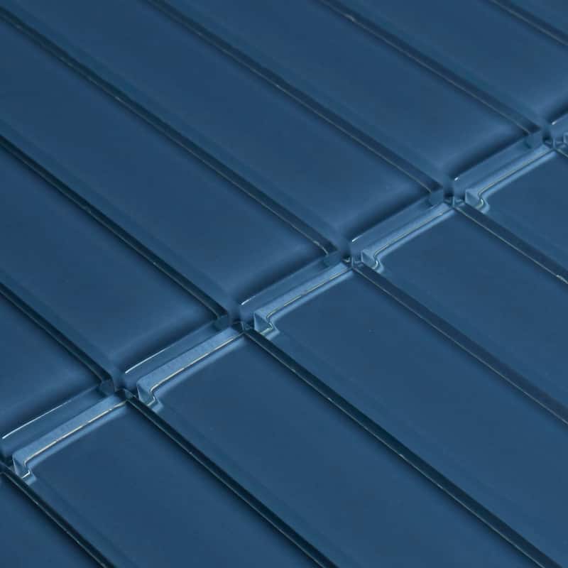 Glass Accent 1x6-inch Straight-Joint Mosaic in Twilight Blue - 12x12