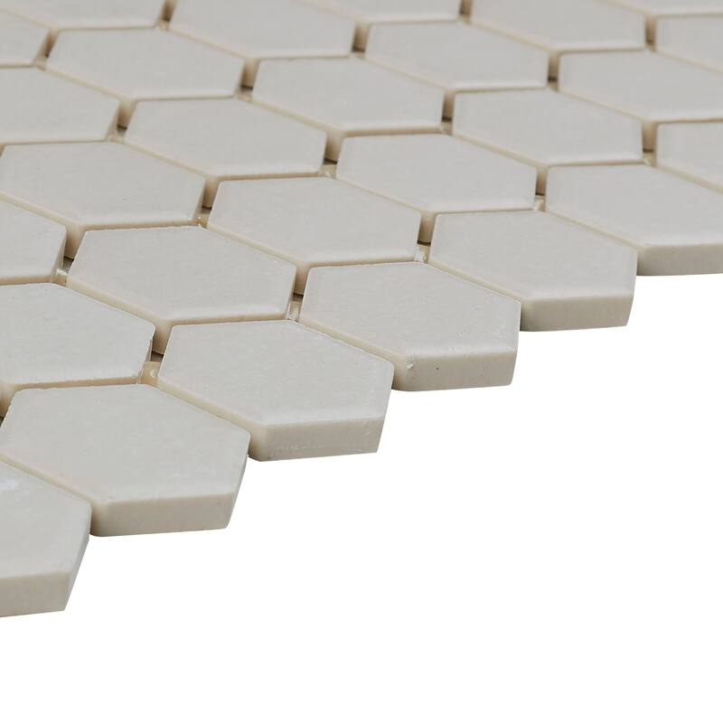 Porcelain 1-inch Hexagon Mosaic Tile in Almond - 12x24