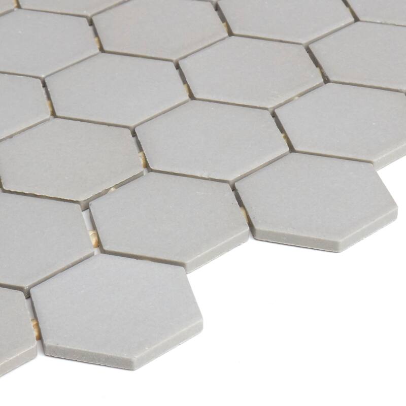Porcelain 2-inch Hexagon Mosaic Tile in Desert Gray - 12x24