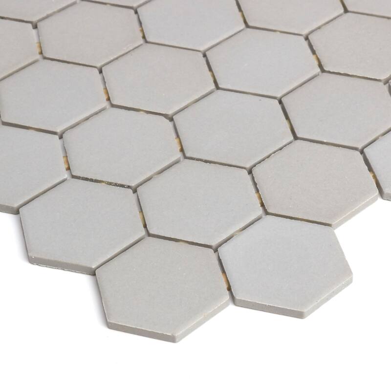 Porcelain 2-inch Hexagon Mosaic Tile in Desert Gray - 12x24