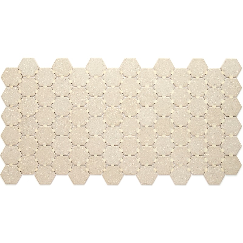 Porcelain 2-inch Hexagon Mosaic Tile in Urban Putty Speckle - 12x24