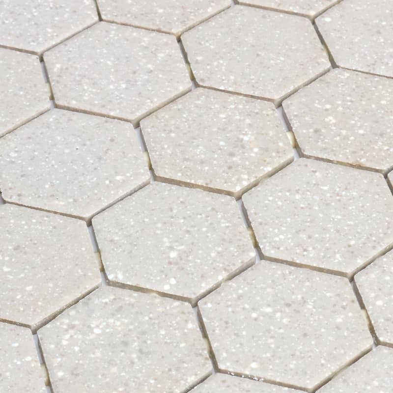 Porcelain 2-inch Hexagon Mosaic Tile in Urban Putty Speckle - 12x24