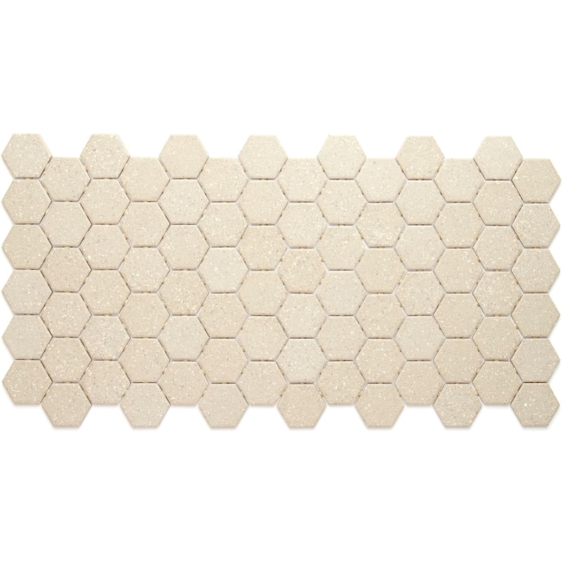 Porcelain 2-inch Hexagon Mosaic Tile in Urban Putty Speckle - 12x24