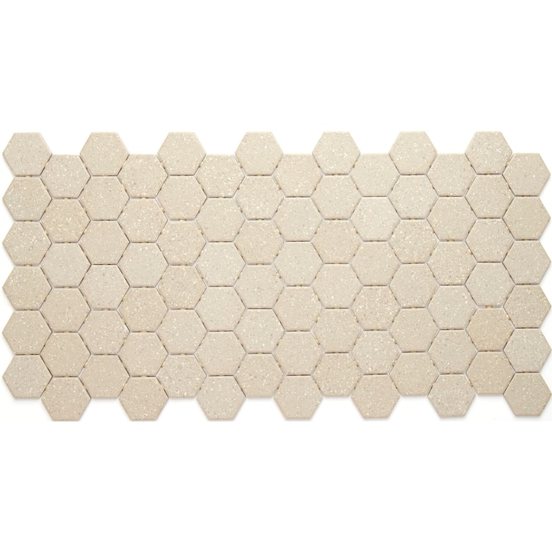 Porcelain 2-inch Hexagon Mosaic Tile in Urban Putty Speckle - 12x24