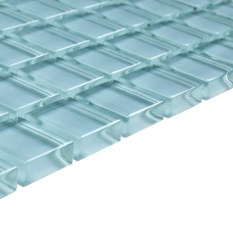 Glass Mosaic 1x1-inch Accent Tile in Classic Solid Whisper Green - 12x12