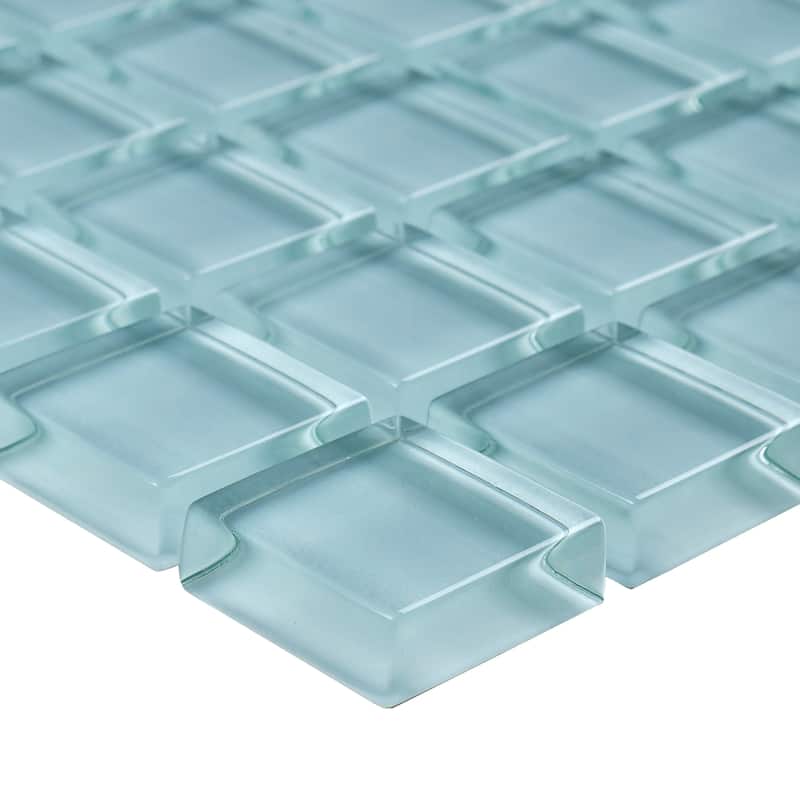Glass Mosaic 1x1-inch Accent Tile in Classic Solid Whisper Green - 12x12