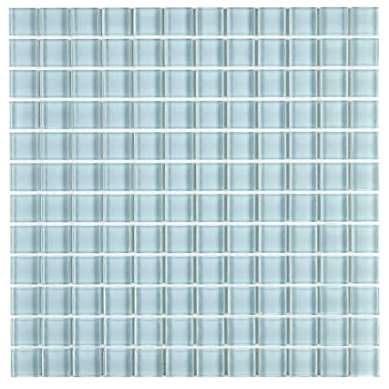 Glass Mosaic 1x1-inch Accent Tile in Classic Solid Whisper Green - 12x12