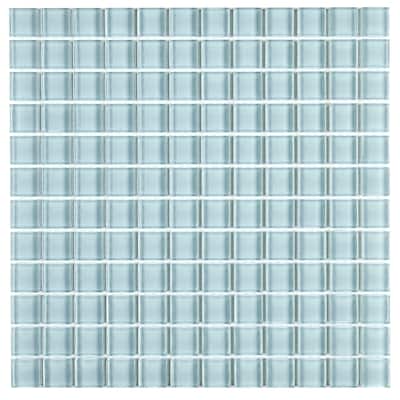 Glass Mosaic 1x1-inch Accent Tile in Classic Solid Whisper Green - 12x12