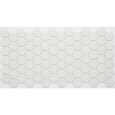 Porcelain 1-inch Hexagon Mosaic Tile in Arctic White - 12x24