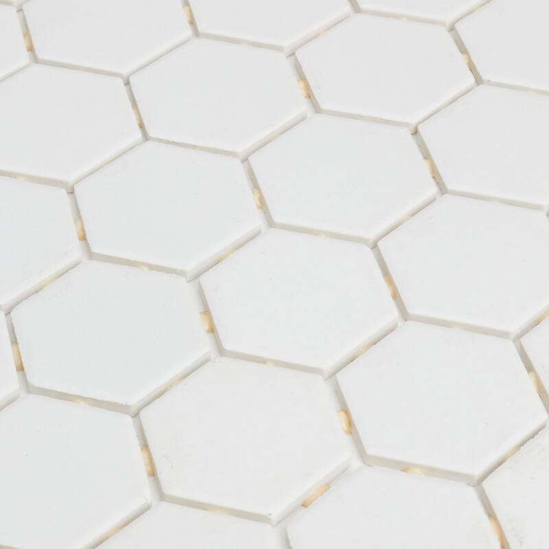 Porcelain 1-inch Hexagon Mosaic Tile in Arctic White - 12x24