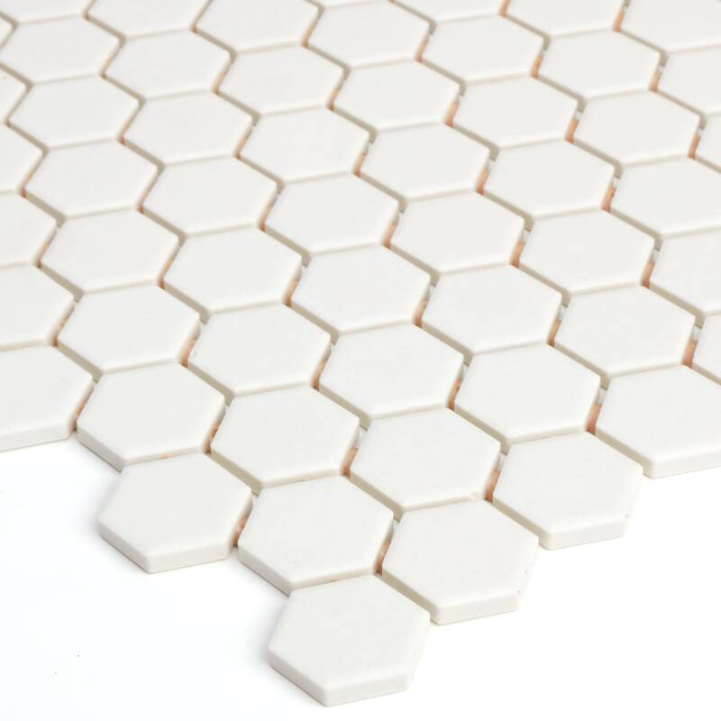 Porcelain 1-inch Hexagon Mosaic Tile in Biscuit - 12x24